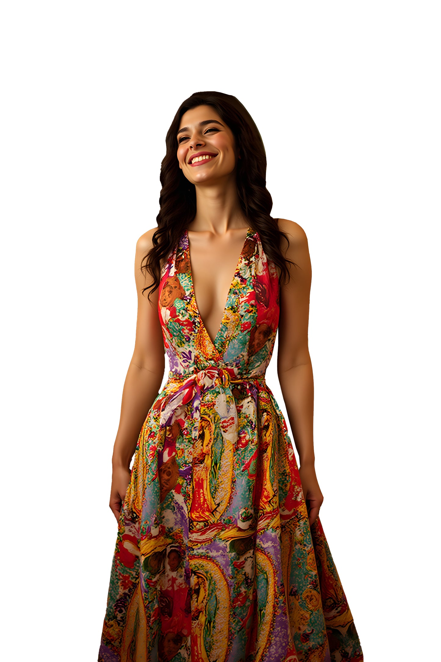 Bandana Scarf Backless Dress Adjustable waist