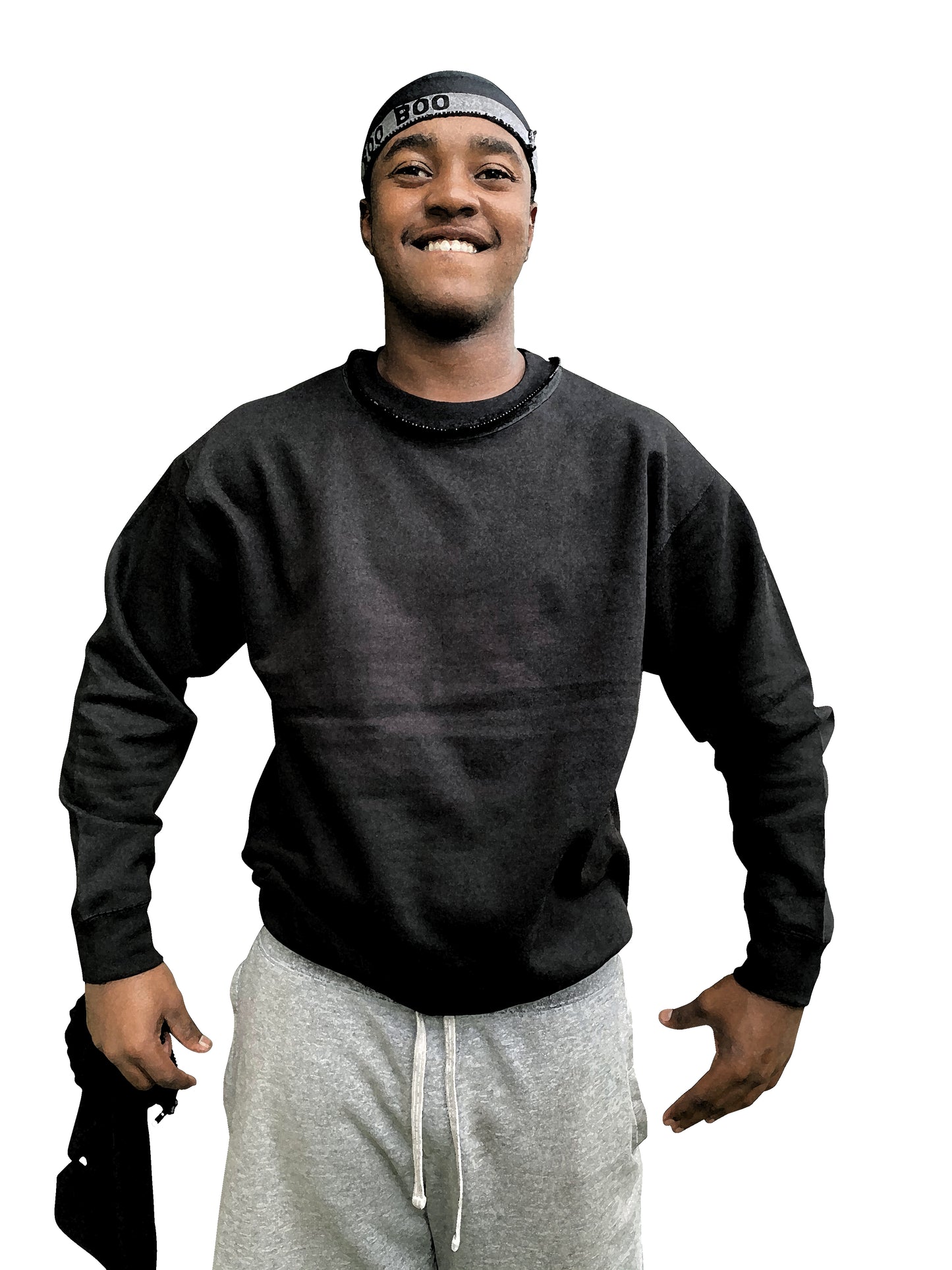 Black Balaclava Hoodie Removable zip off Rolled Beanie Hat