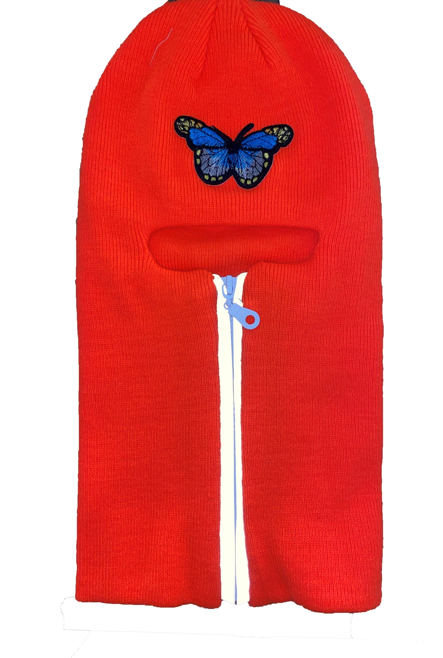 Neon Orange reflective zip up Balaclava with butterfly ski mask