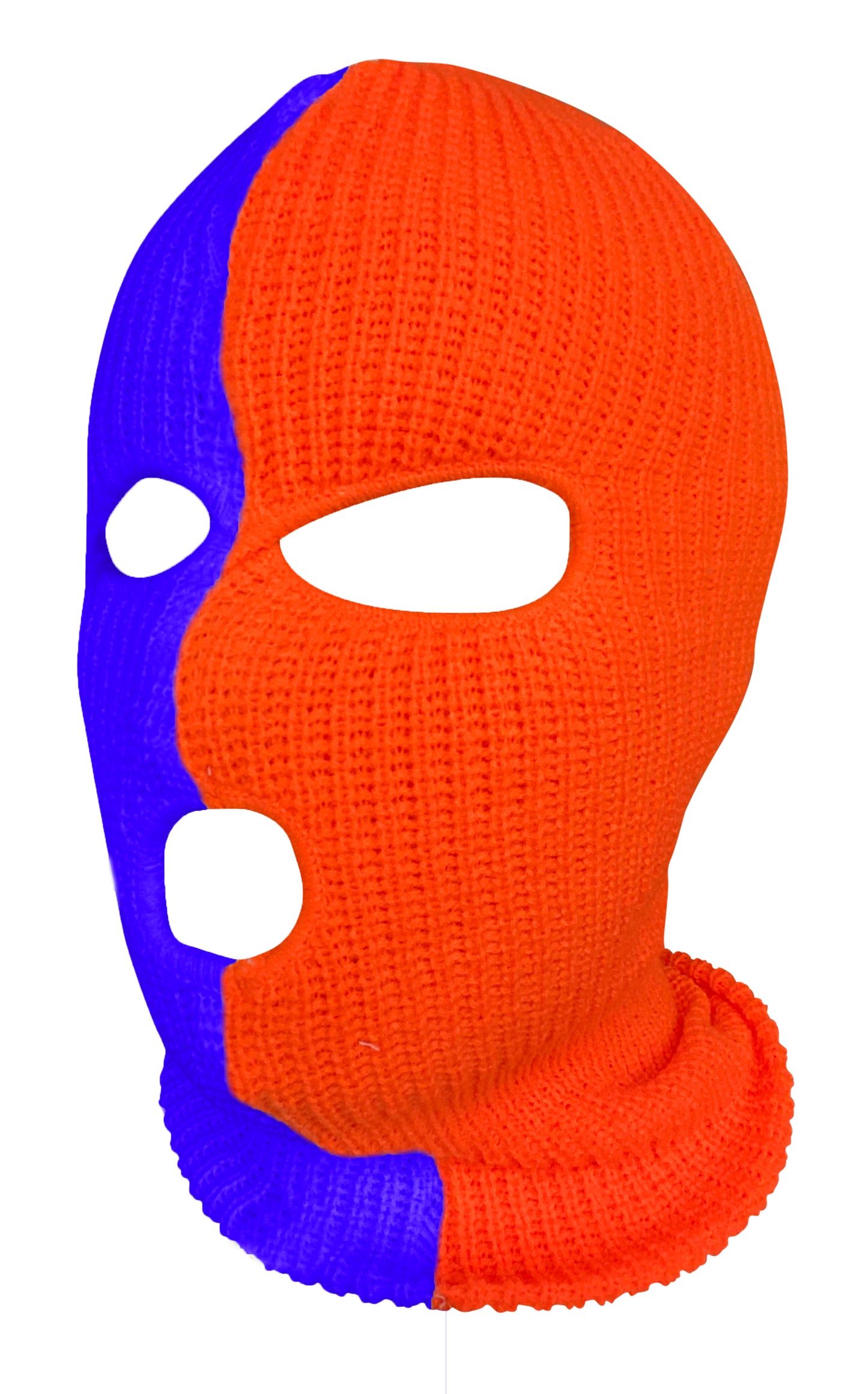 Ski Mask 3 hole Half Purple Half Orange Duo Two Tone