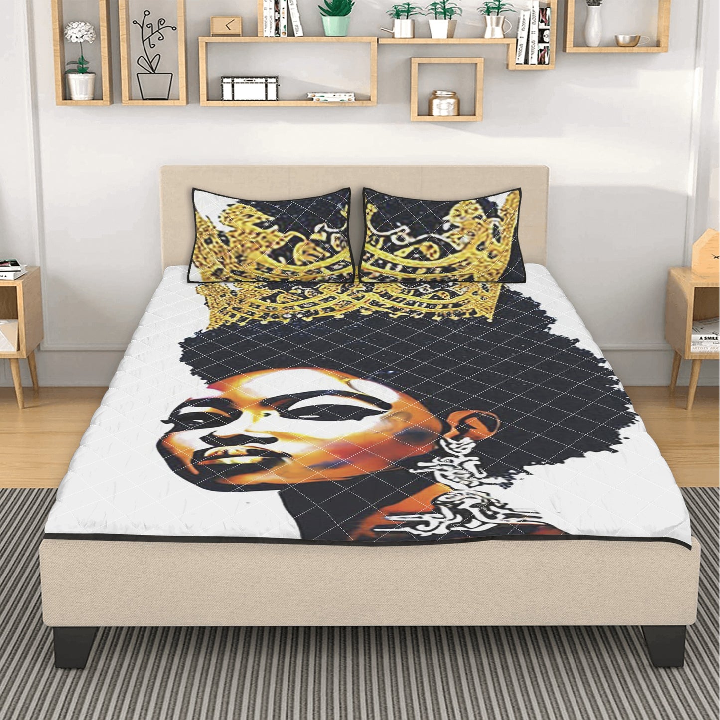 Black Queen Quilt Bed Set