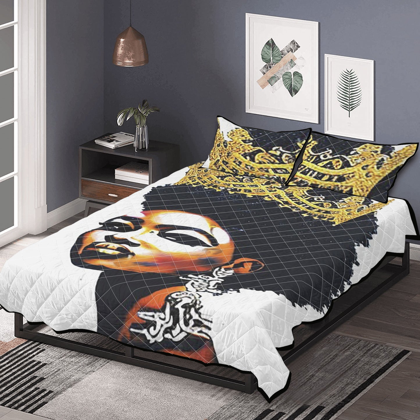 Black Queen Quilt Bed Set