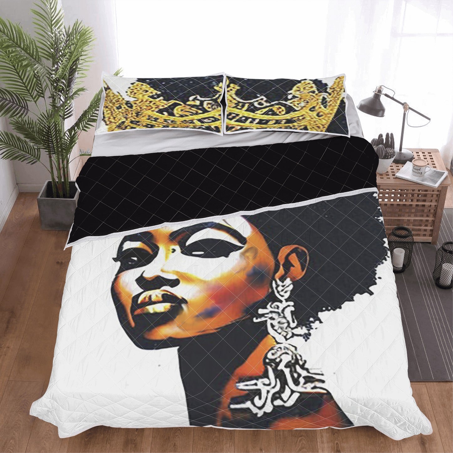 Black Queen Quilt Bed Set
