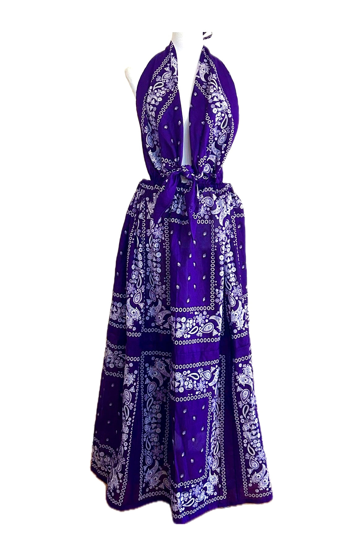 Bandana Scarf Backless  Dress  Adjustable waist