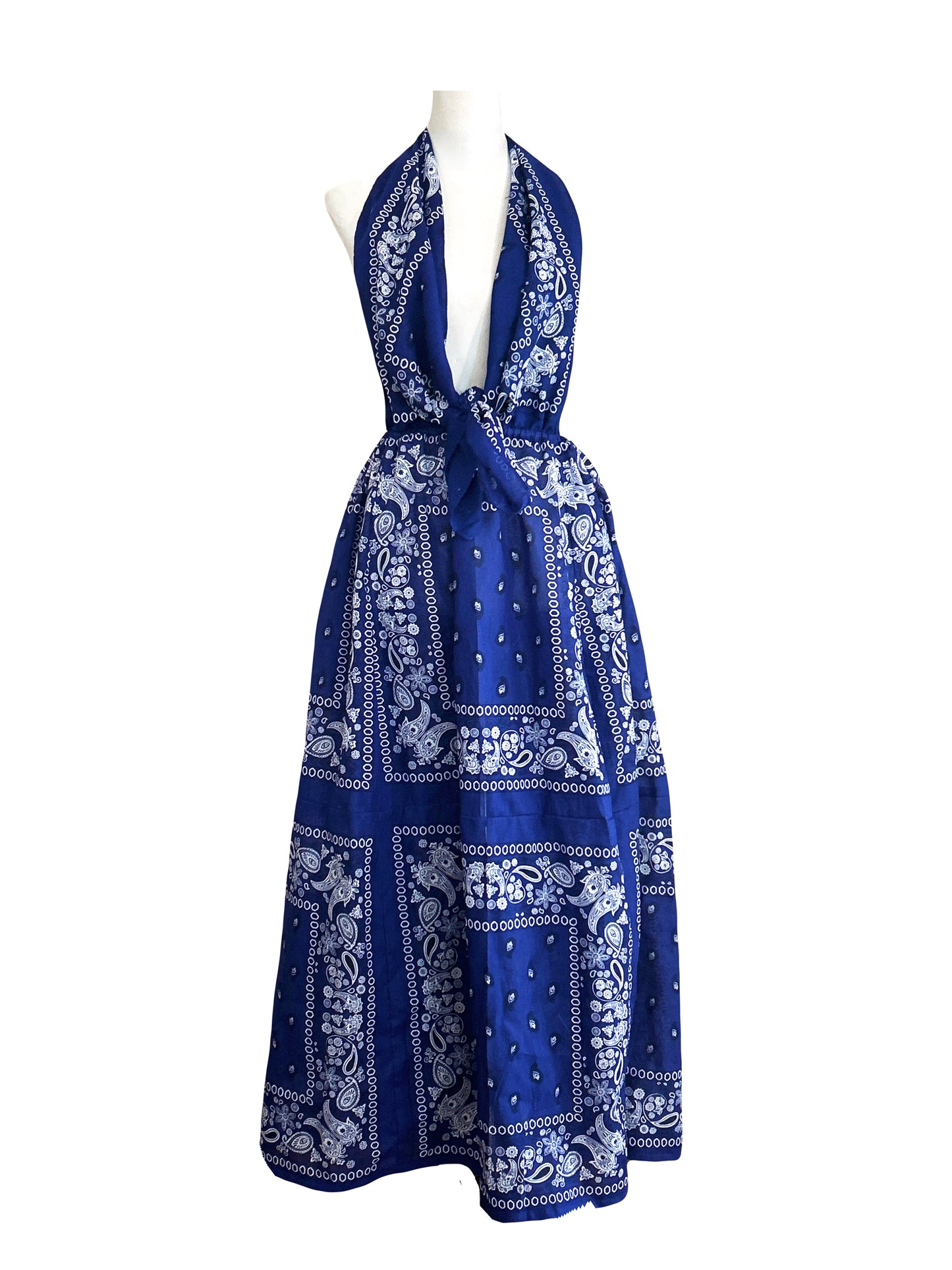 Bandana Scarf Backless  Dress  Adjustable waist