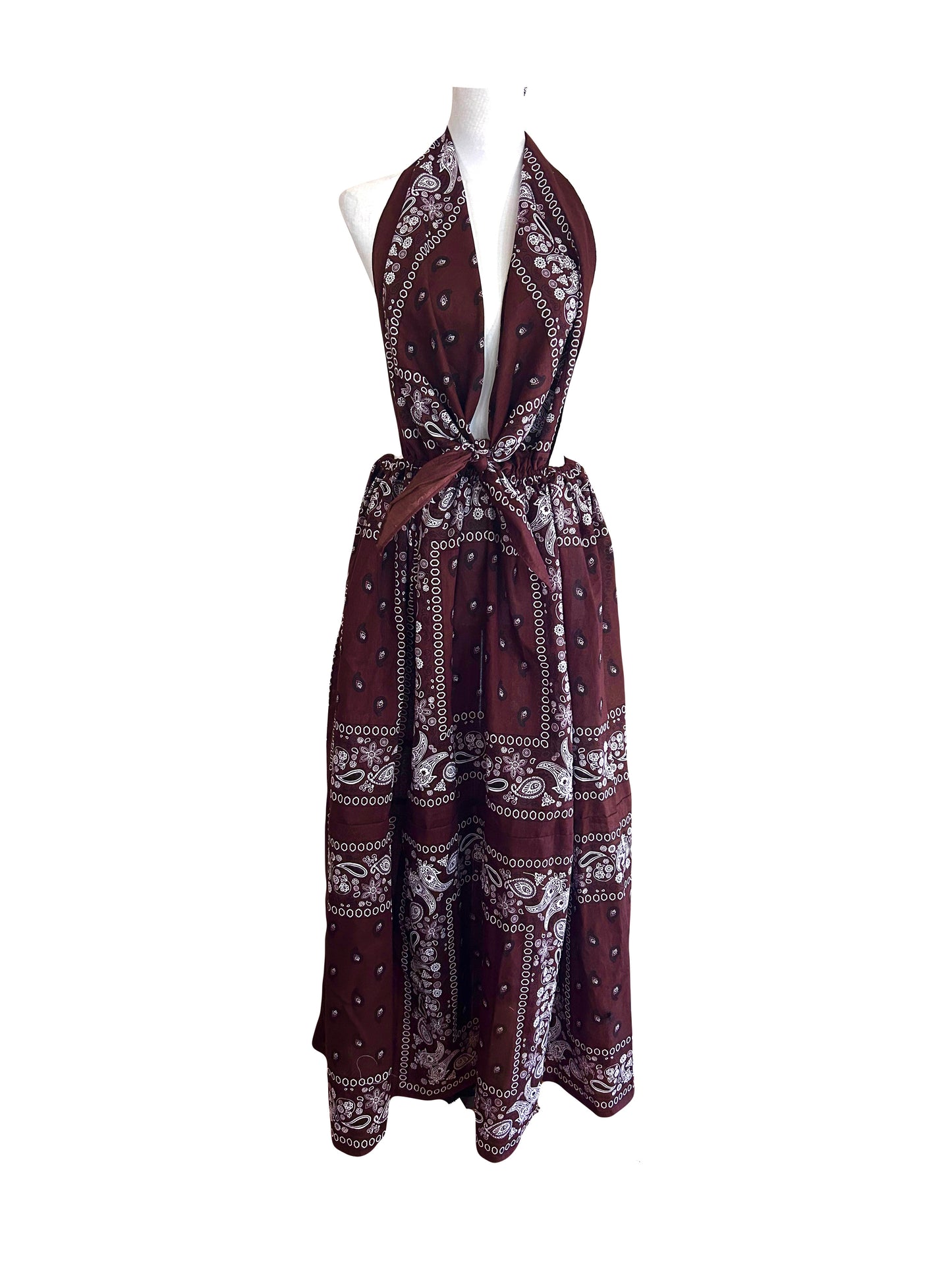 Bandana Scarf Backless  Dress  Adjustable waist