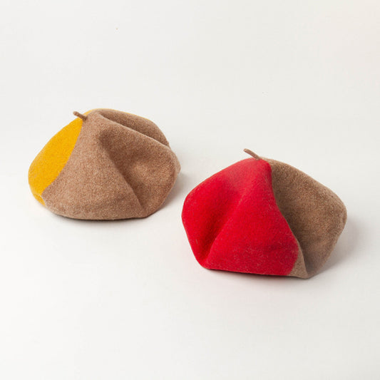 Color Blocking Wool Cloth Beret Painter Hat