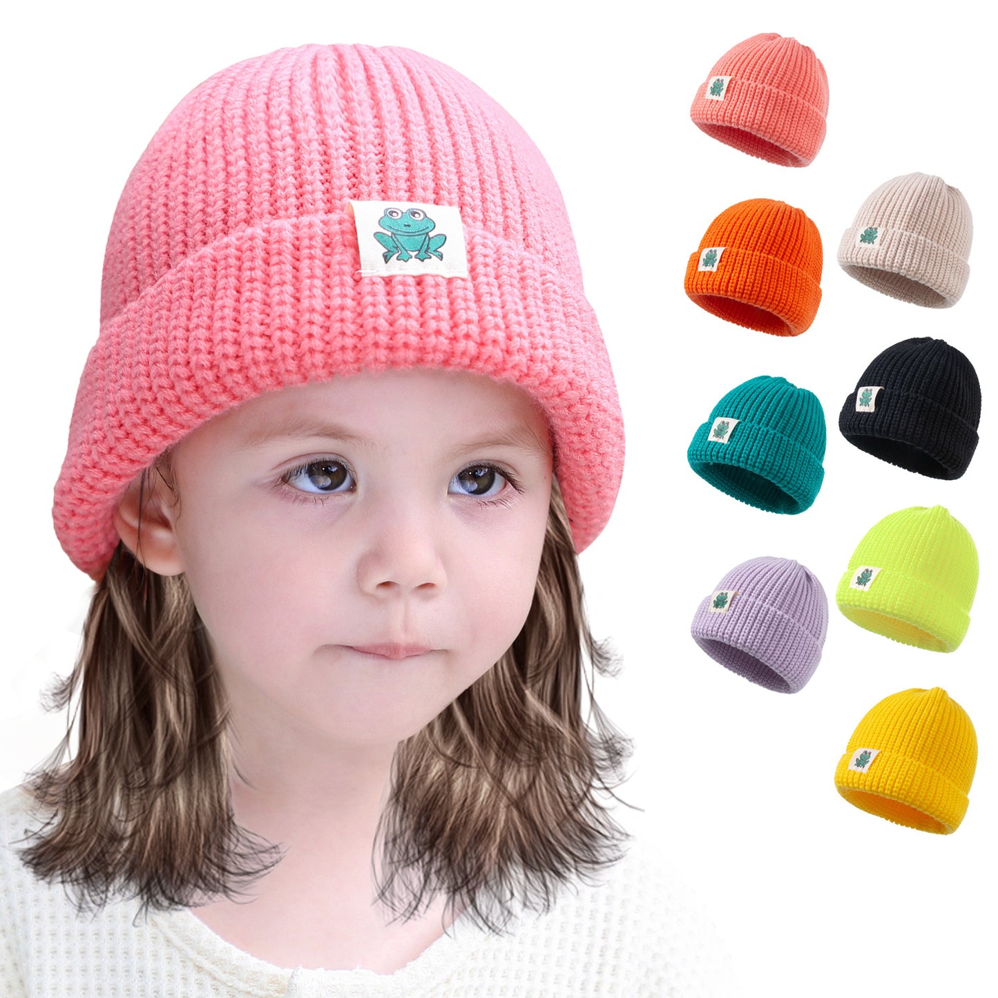 Frog Cloth Label Multicolor Children's Woolen Hat