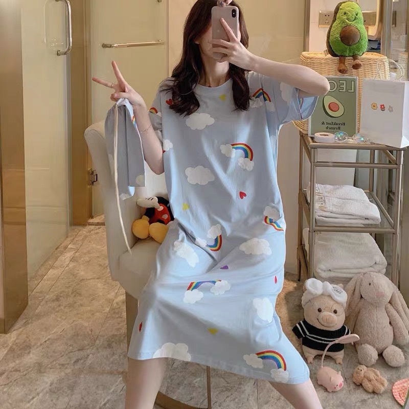 Summer Korean Princess Sweet Cute Cloth Bag Nightdress Women