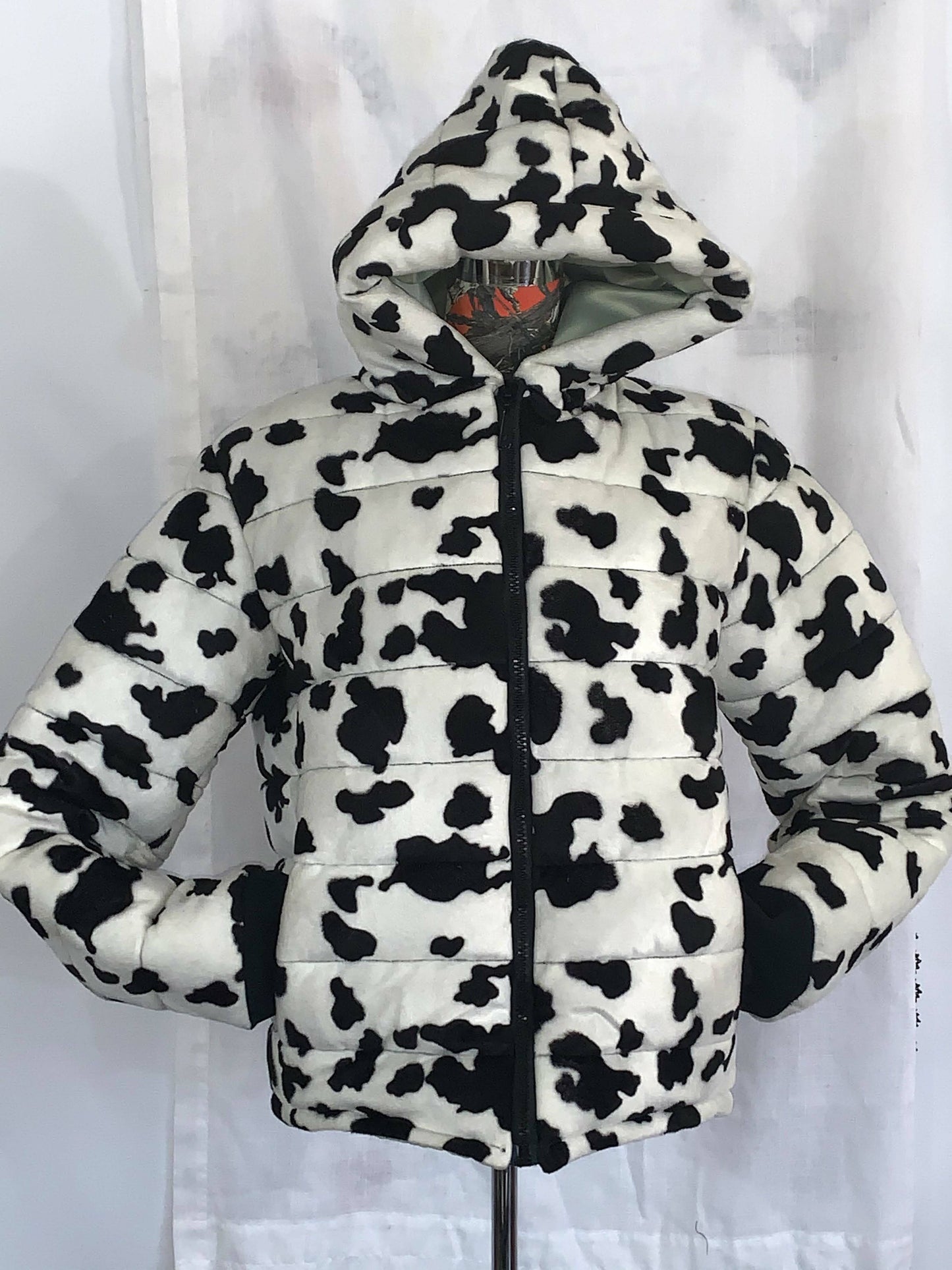 Cow Print Puffer Jacket