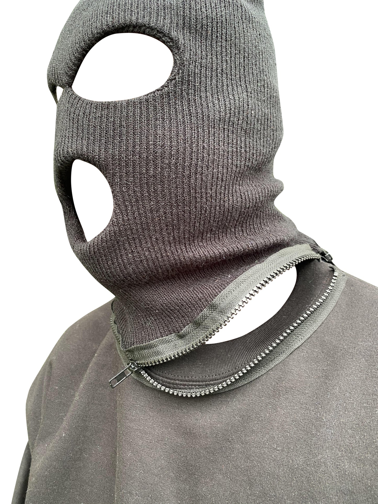 Black Ski Mask Hoodie Removable Ski Mask Rolled Beanie Hat