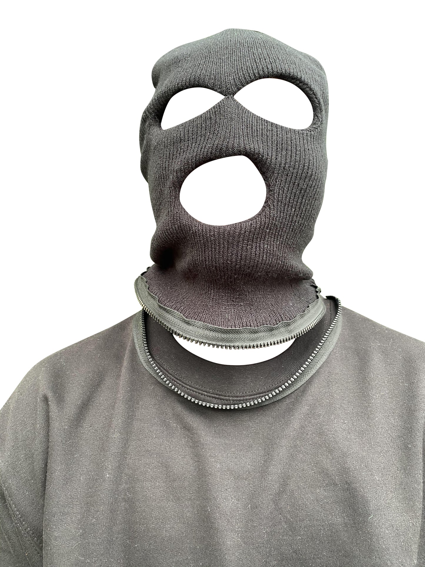 Black Ski Mask Hoodie Removable Ski Mask Rolled Beanie Hat