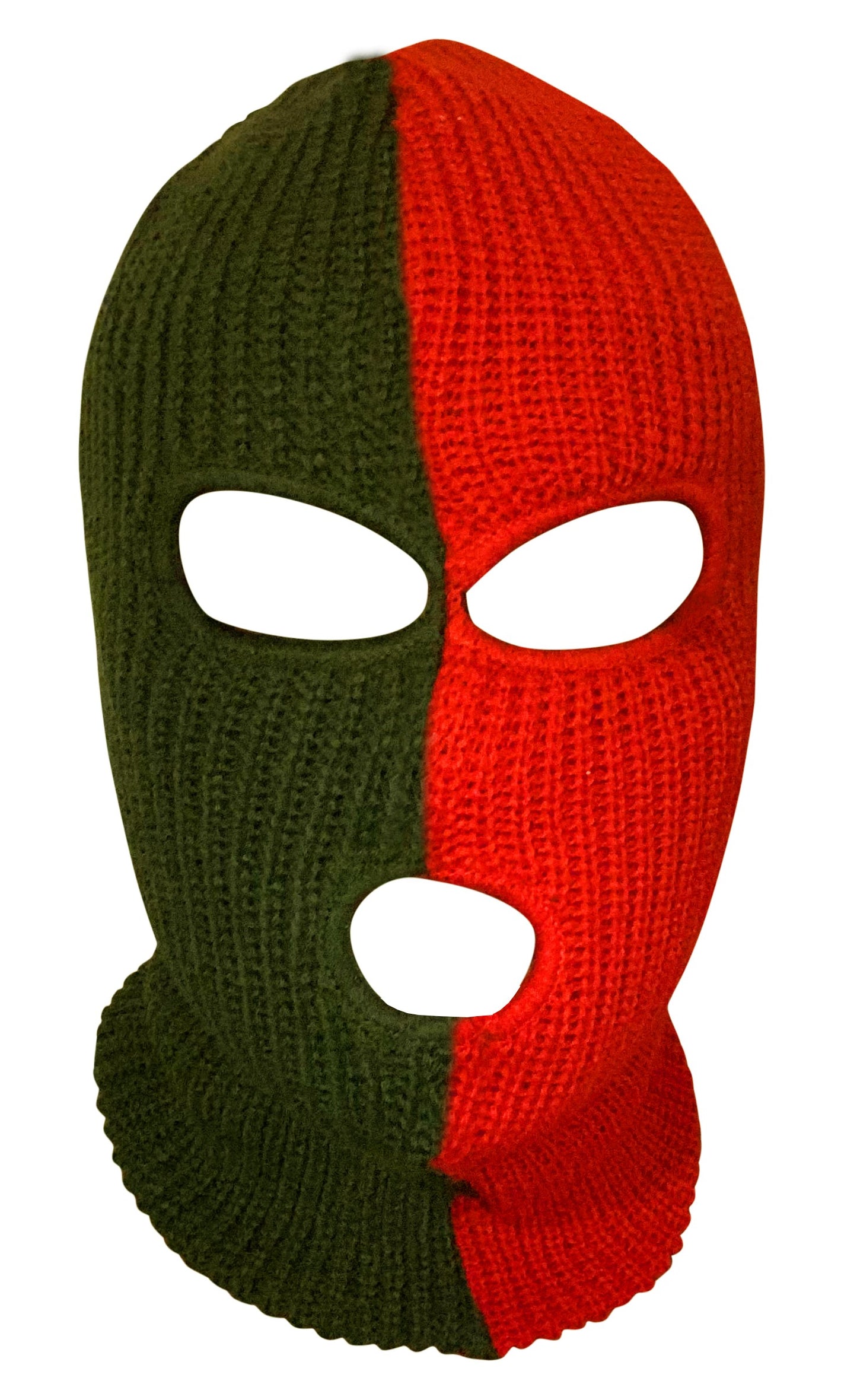 Ski Mask Christmas colors 3 holes Red and Green Two Tone