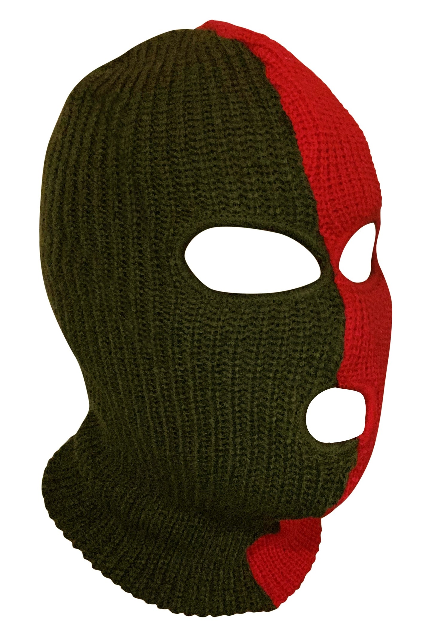 Ski Mask Christmas colors 3 holes Red and Green Two Tone