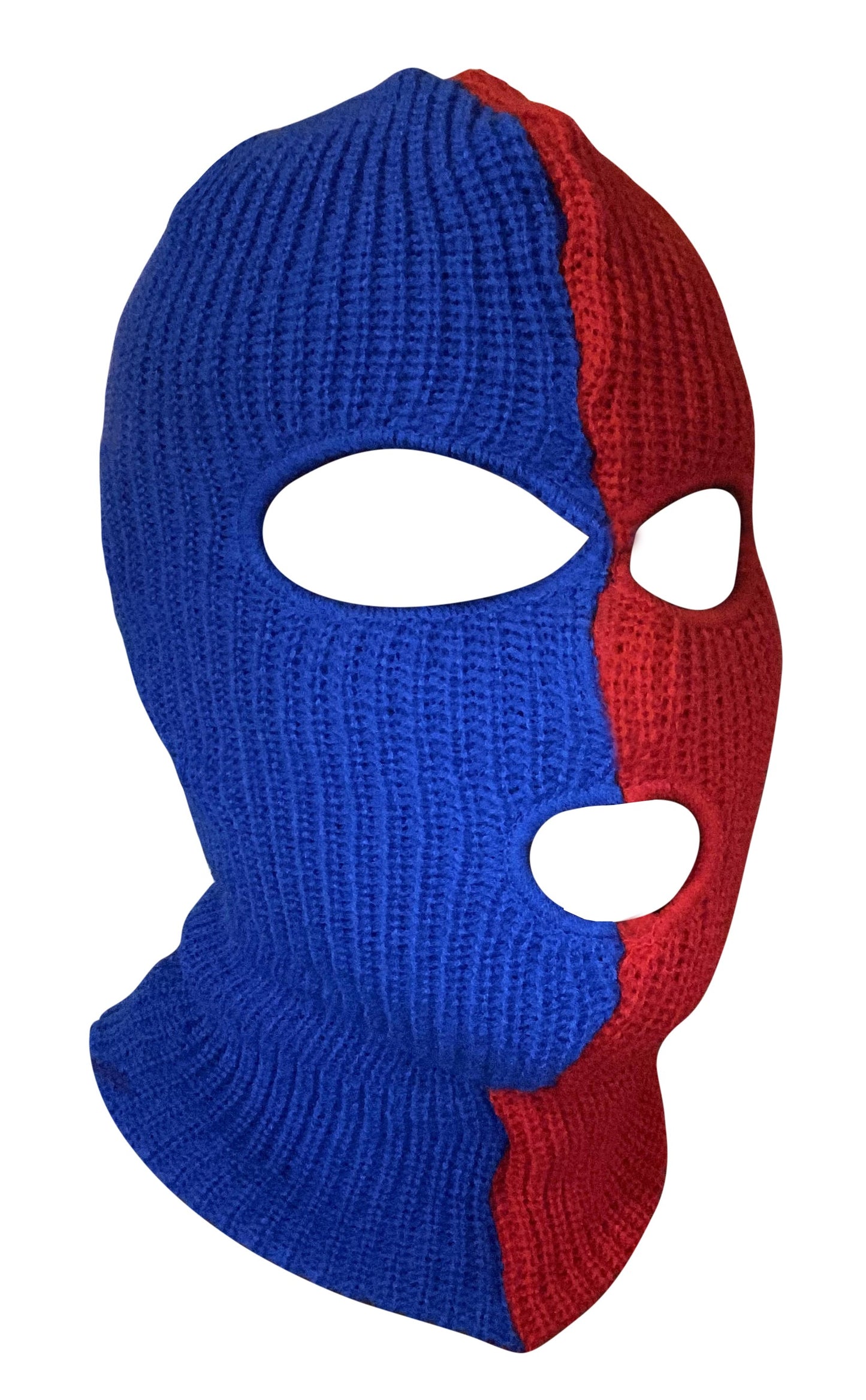 Ski Mask Spiderman colors 3 holes Half Red Half Blue Two Tone