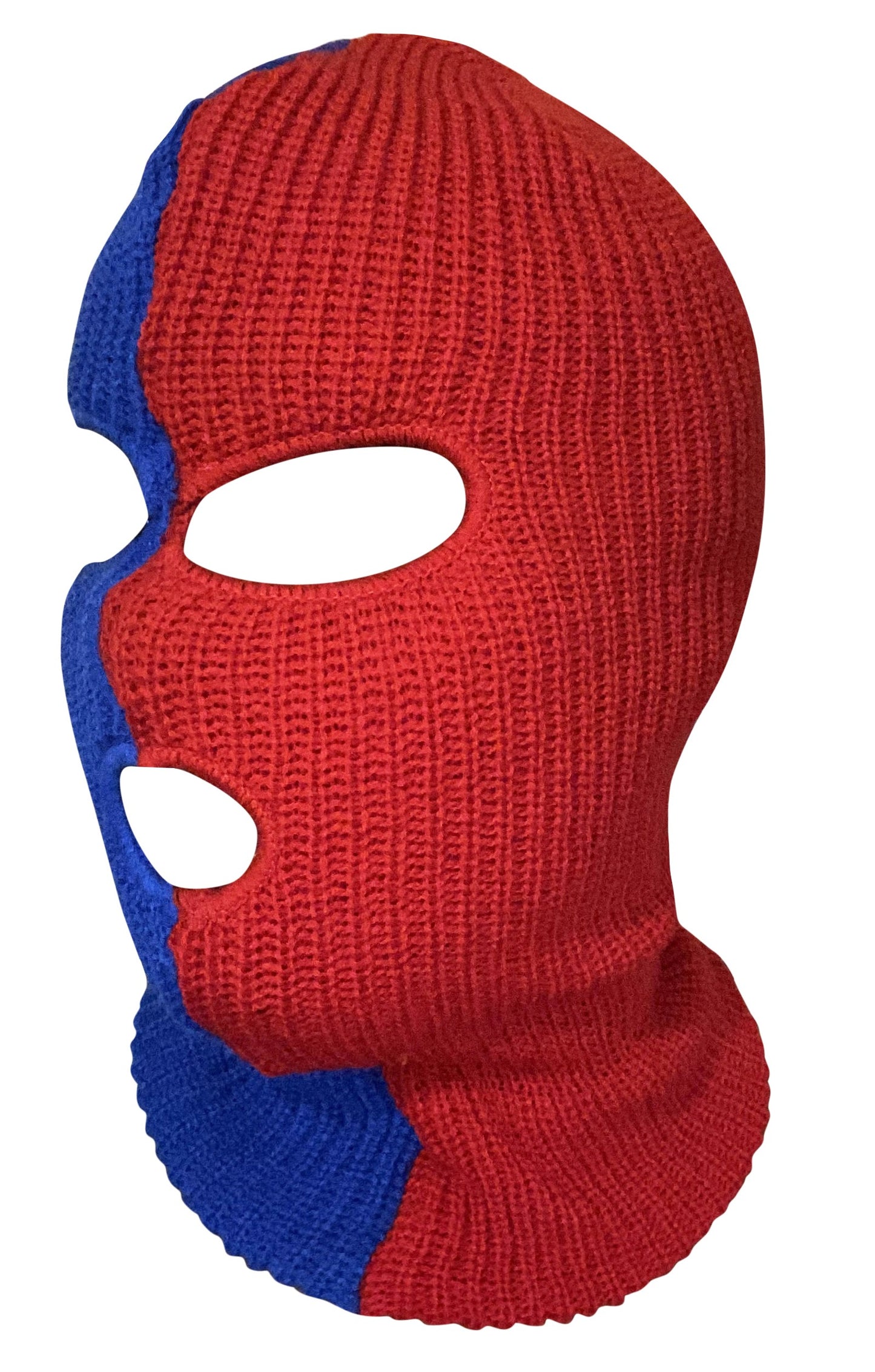 Ski Mask Spiderman colors 3 holes Half Red Half Blue Two Tone