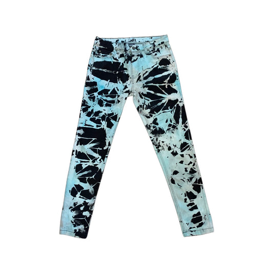 Custom Choose Your Color Tie Dye Black Jeans (Aqua)