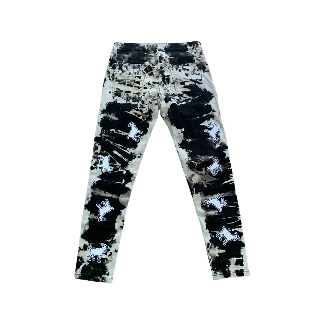 Tie Dye Black Goat Set Jeans and Jacket