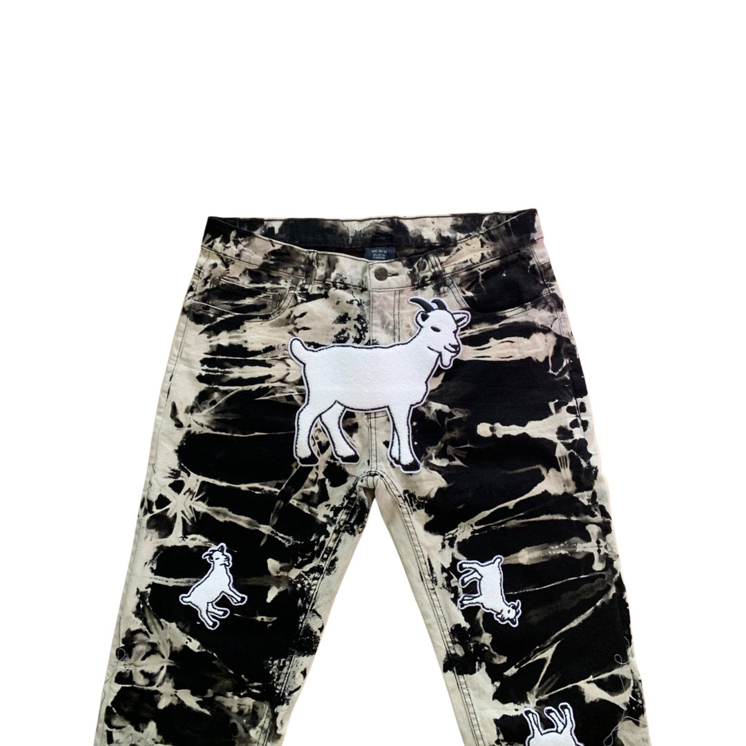 Tie Dye Black Goat Set Jeans and Jacket