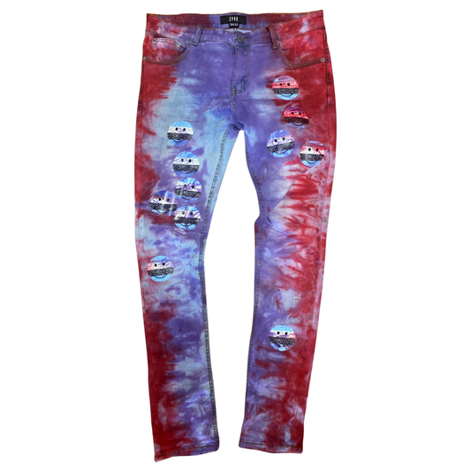 Tie Dye Smiley Face Jeans