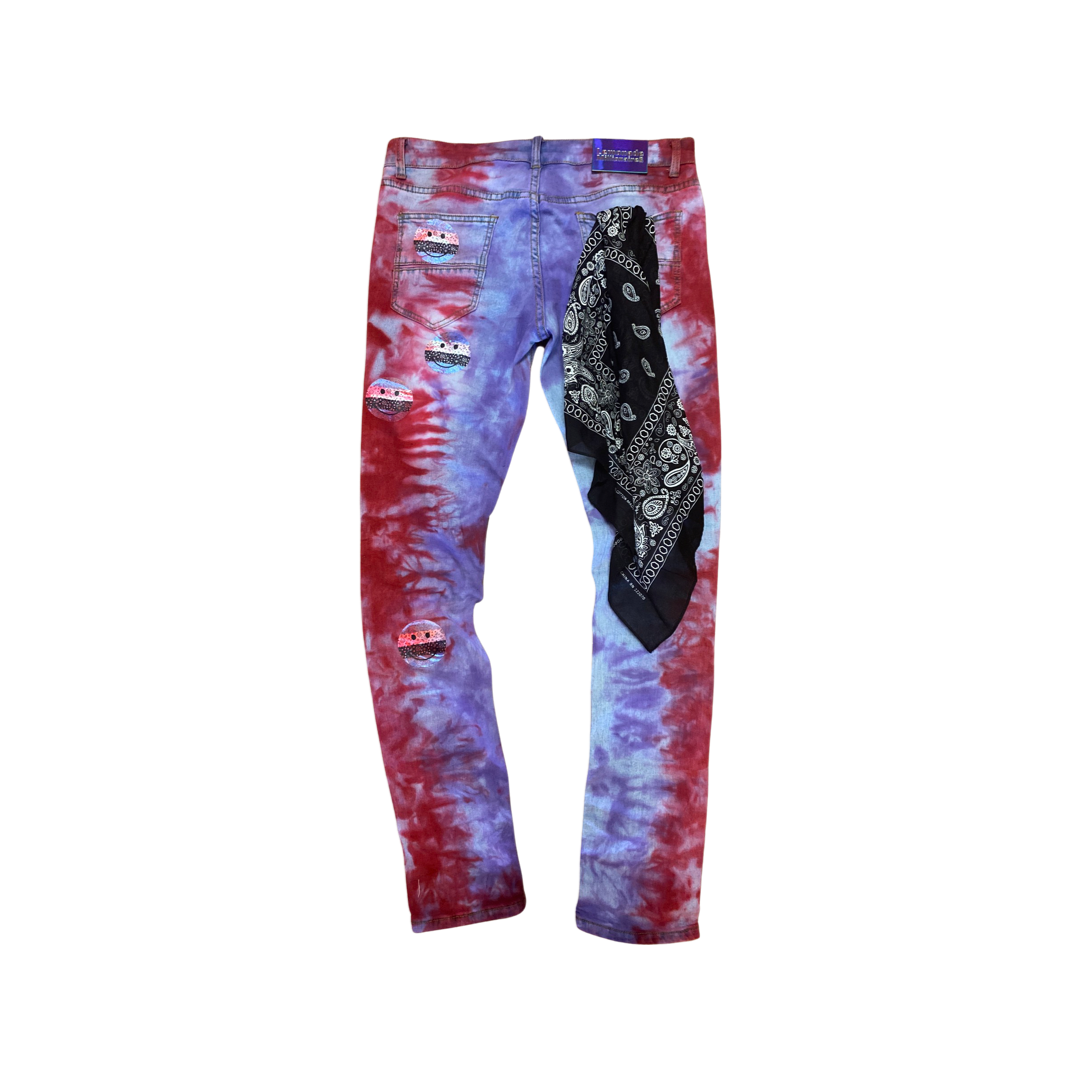 Tie Dye Smiley Face Jeans