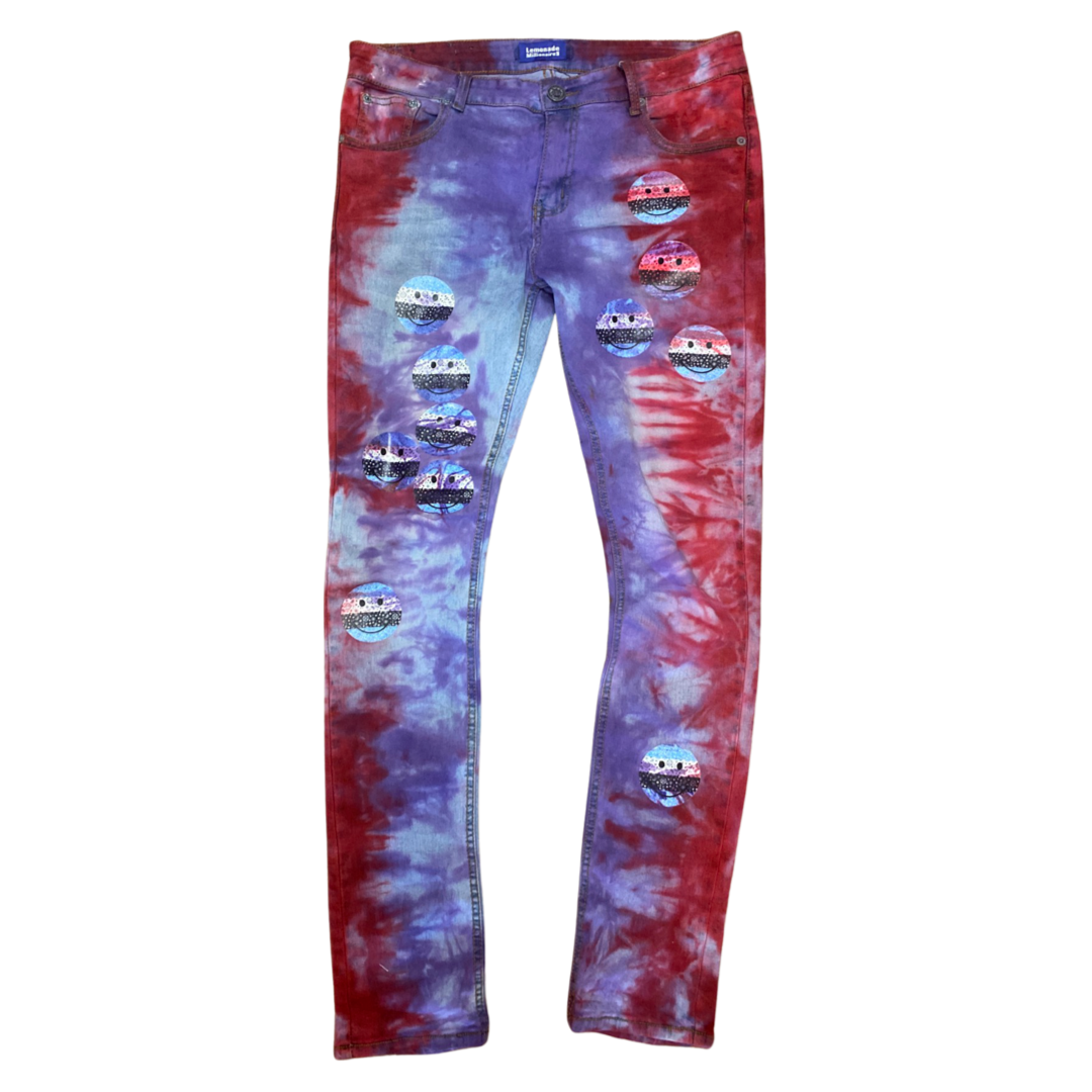 Tie Dye Smiley Face Jeans