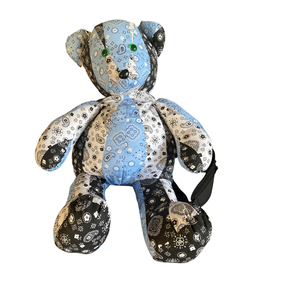 Backpack Teddy Bear n Pillow Blue Bandana Print plush toy Giant 36 inch