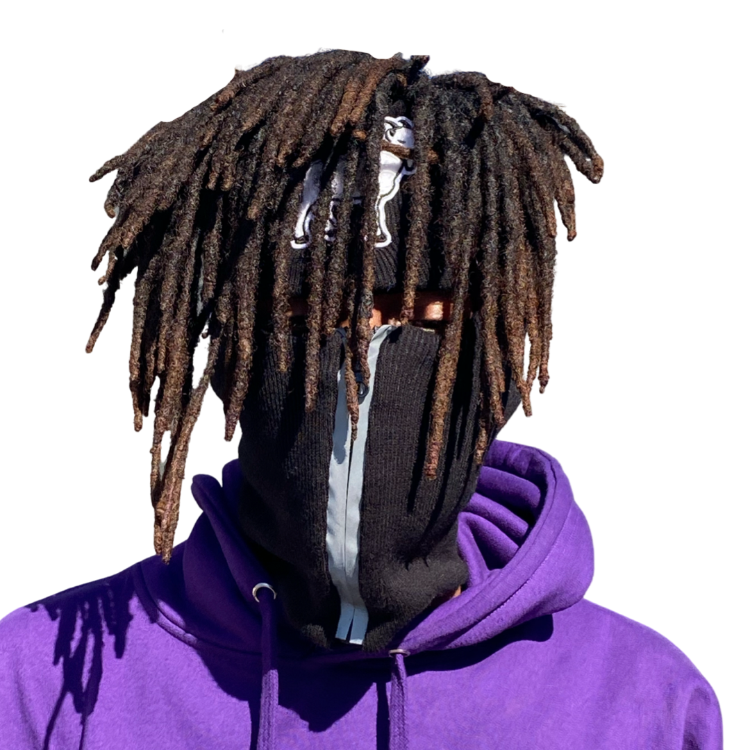 Dread Head Black reflective zip up Balaclava with goat emblem ski mask