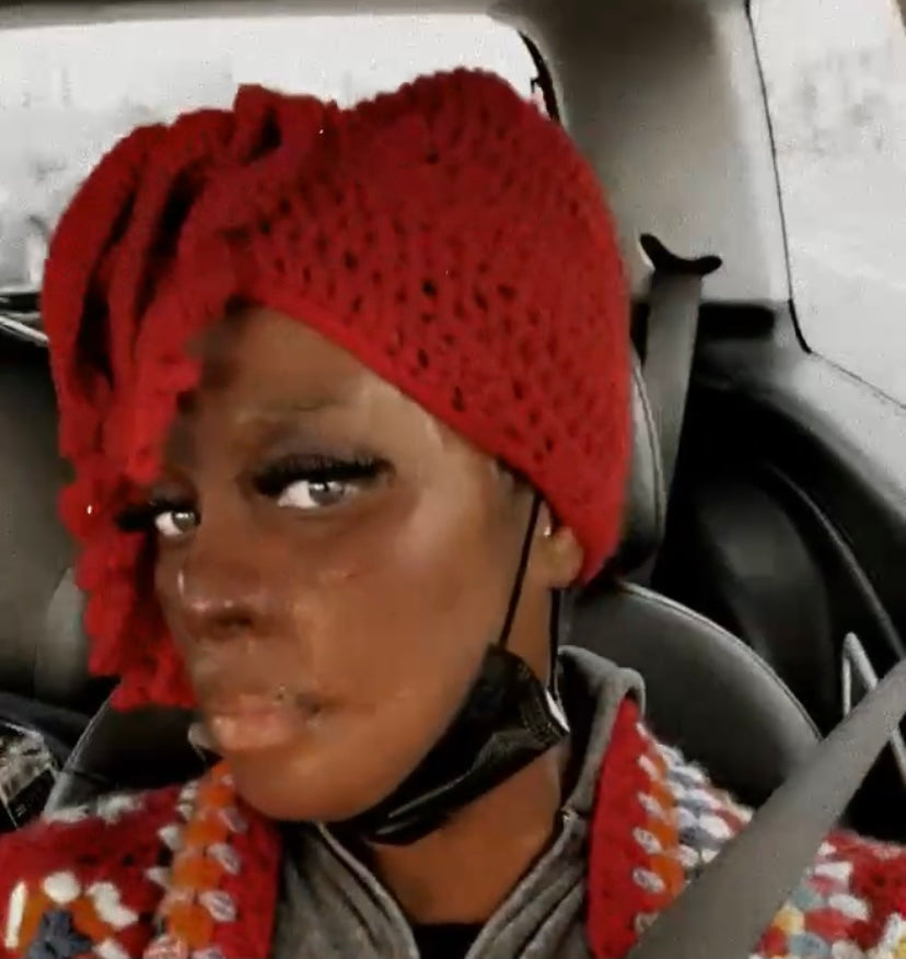 Red Medusa Crochet Hat, Its a hat and a hairstyle