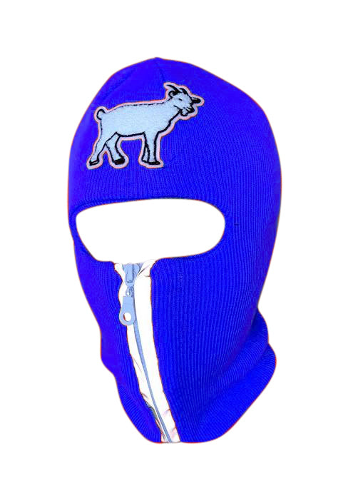 Royal Blue  reflective zip up Balaclava with Goat ski mask