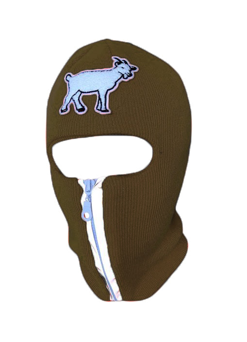 Army Green reflective zip up Balaclava with Goat ski mask