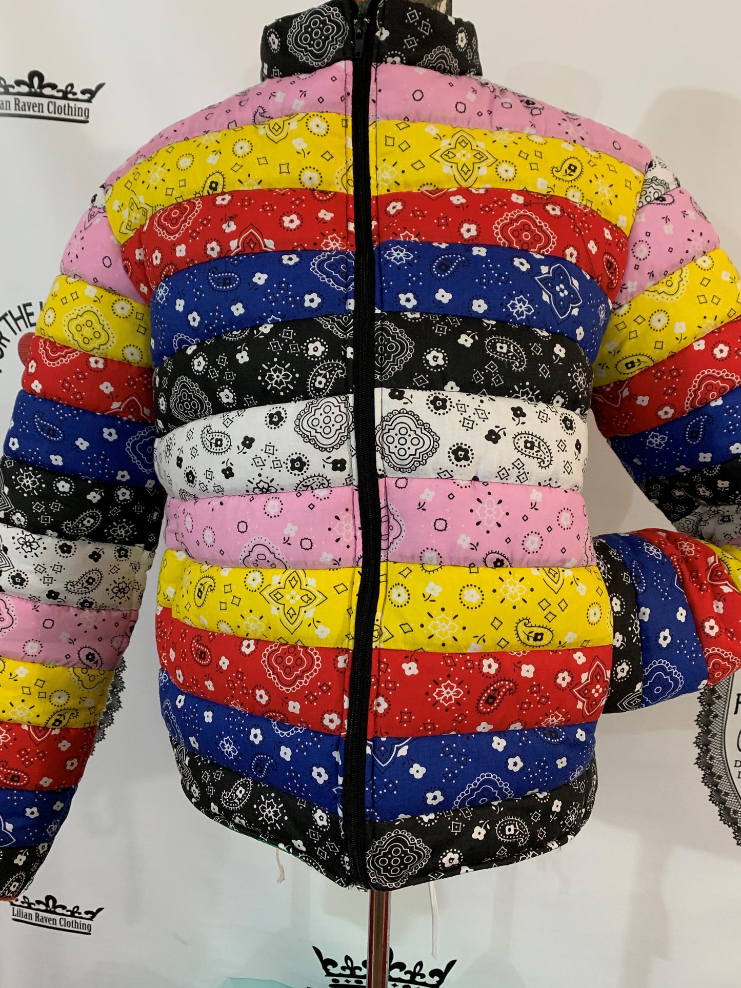 Multi Colored Bandana Puffer Jacket