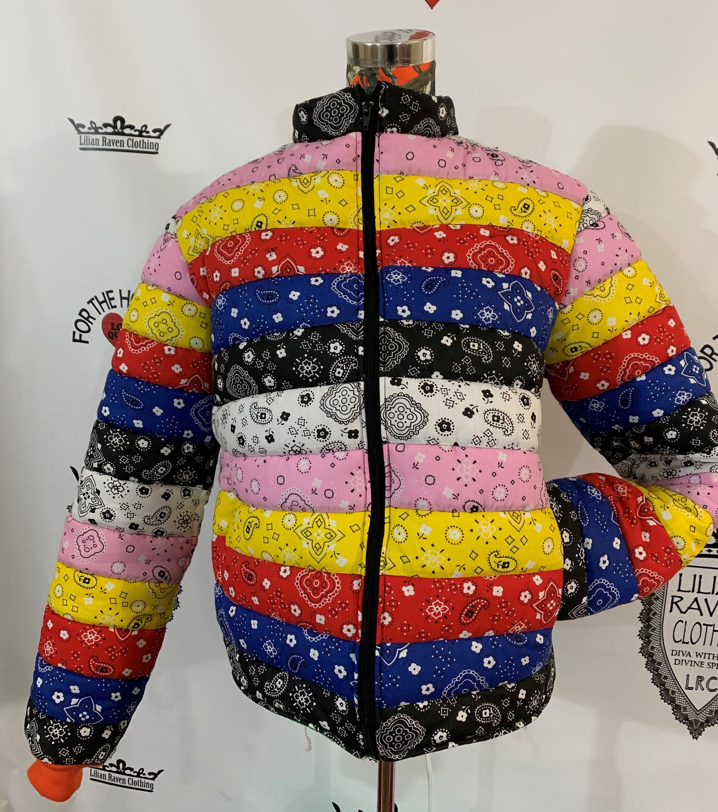 Multi Colored Bandana Puffer Jacket