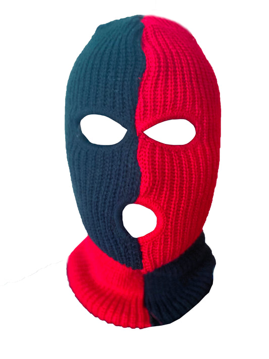 Ski Mask Black and Red Checks 3 holes