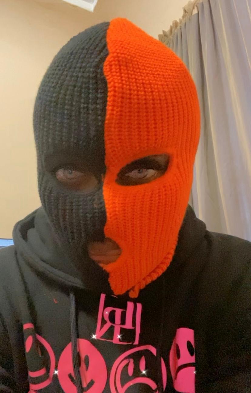 Ski Mask Halloween Two Tone 3 holes orange and black