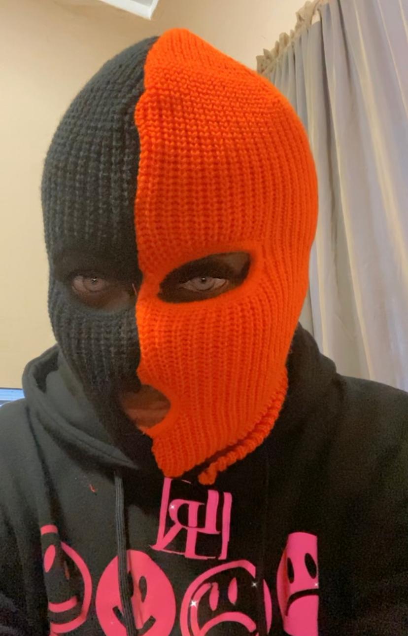 Ski Mask Halloween Two Tone 3 holes orange and black