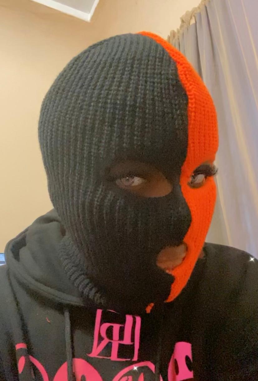 Ski Mask Halloween Two Tone 3 holes orange and black