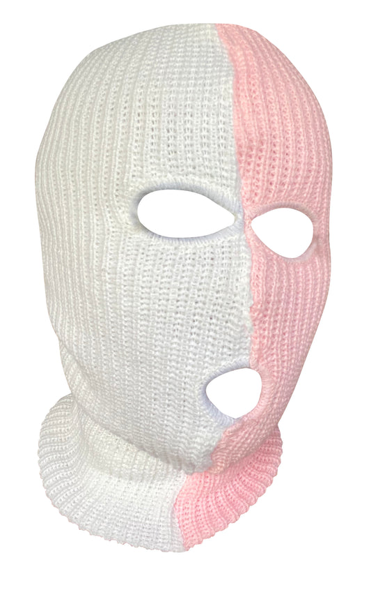 Ski Mask Half Pink Half White colors 3 holes Ice cream Ice