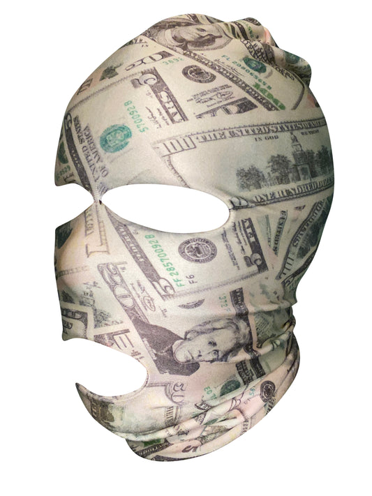 Ski Mask Money Dollars Print 3 holes