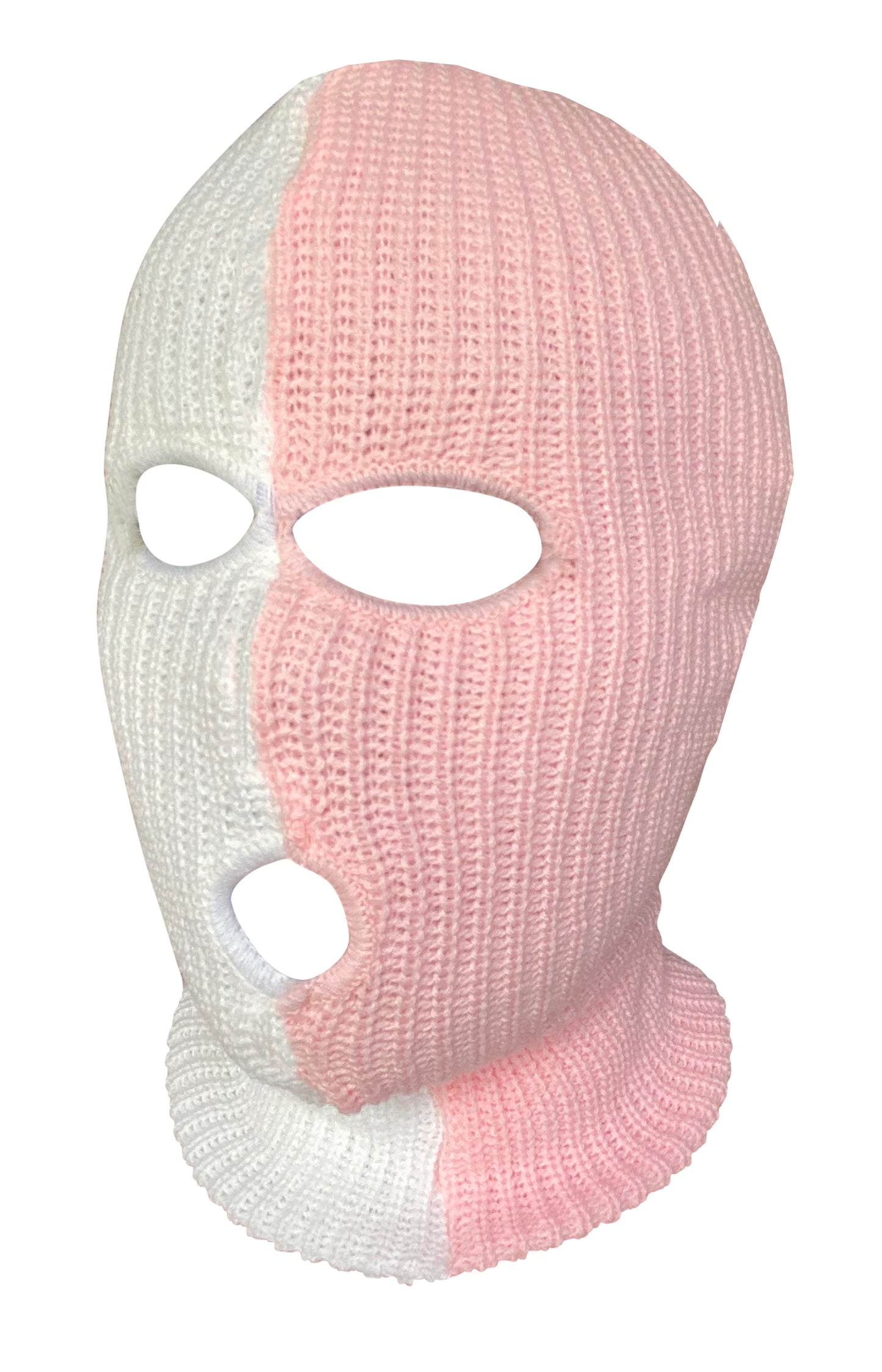 Ski Mask Half Pink Half White colors 3 holes Ice cream Ice